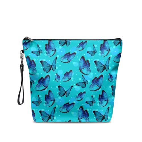 Belidome Reise-Kosmetiktaschen Make-up-Tasche für Frauen, blau mit schmetterlingen, Einheitsgröße von Belidome