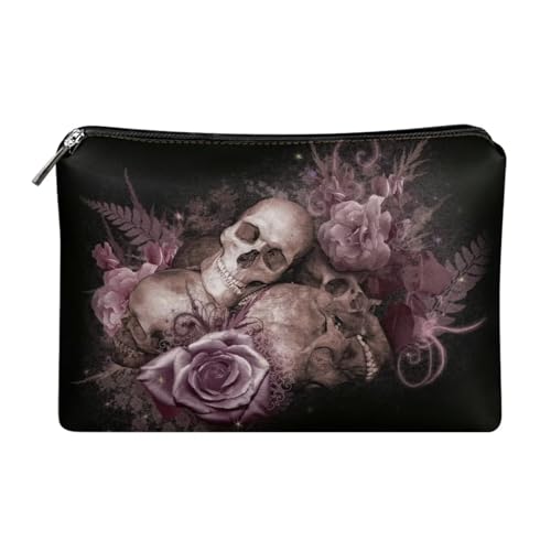 Belidome Reise-Make-up-Tasche, Kosmetik-Organizer für Damen, Halloween Totenkopf Rose, Einheitsgröße von Belidome