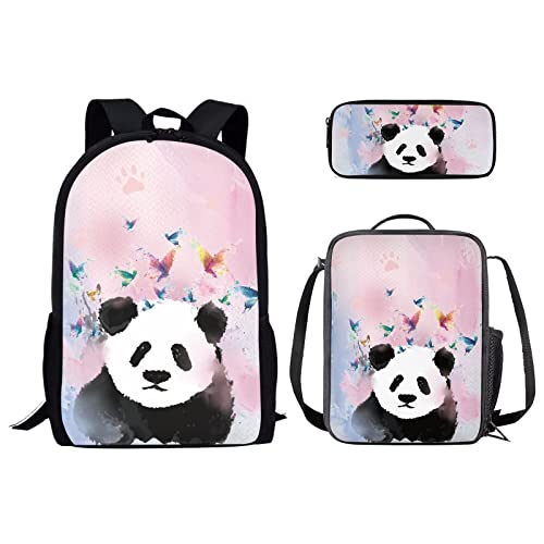 Belidome Schulrucksack für Jungen und Mädchen, langlebig, groß, schöner Panda, Talla única, Schulrucksack-Set von Belidome