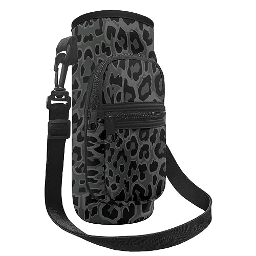 Belidome Schwarze Leoparden-Kinder-Wasserflaschenhalter Tasche für Frauen Schulter Handtasche für Fitnessstudio Fitness Outdoor von Belidome