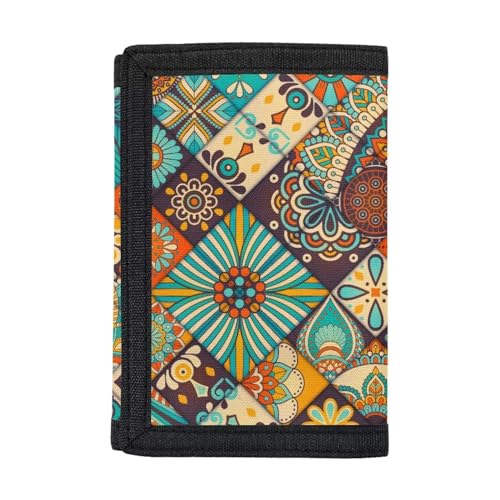 Belidome Trifold Geldbörse für Frauen Geldbörse Clutch Bag, Boho Flower von Belidome