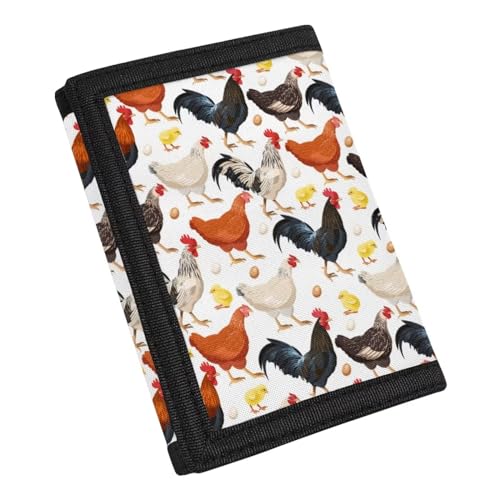 Belidome Trifold Geldbörse für Frauen Geldbörse Clutch Bag, Huhn Hahn von Belidome