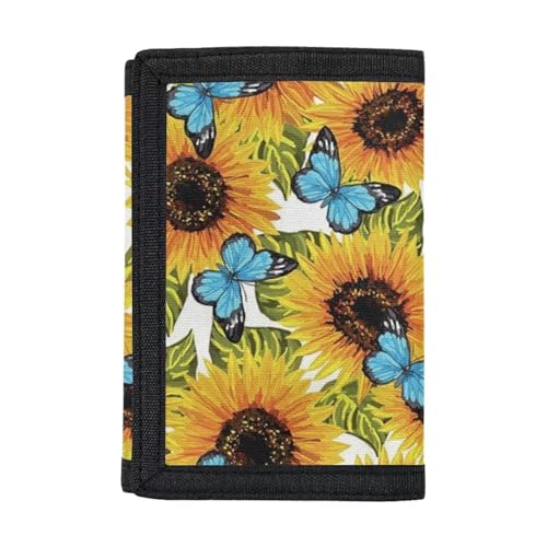 Belidome Trifold Geldbörse für Frauen Geldbörse Clutch Bag, Schmetterling Sonnenblume von Belidome