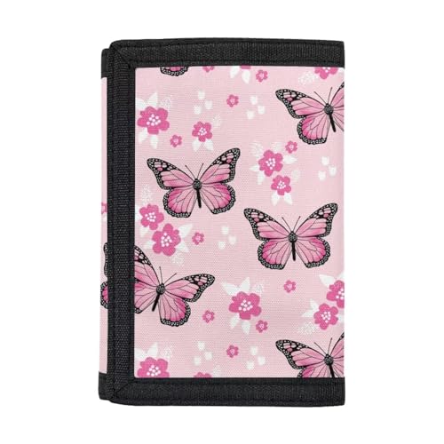 Belidome Trifold Geldbörse für Frauen Geldbörse Clutch Bag, rosa Schmetterling (Pink Butterfly) von Belidome