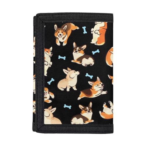 Belidome Trifold Wallet Changes Geldbörse Handtasche für Reisen, Corgi Dog von Belidome