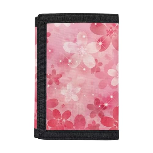 Belidome Dreifach gefaltete Geldbörse für Reisen, Pink Cherry Blossom Sakura von Belidome
