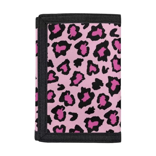 Belidome Trifold Wallet Changes Geldbörse Handtasche für Reisen, Rosa Lila Leopard von Belidome