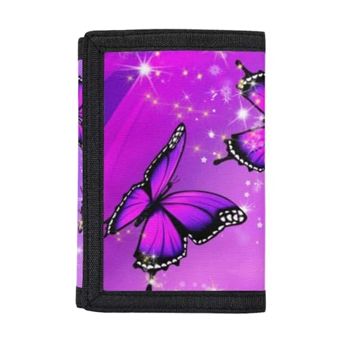 Belidome Trifold Wallet Coin Purse Card Holder Organizer, violettfarbener schmetterling von Belidome