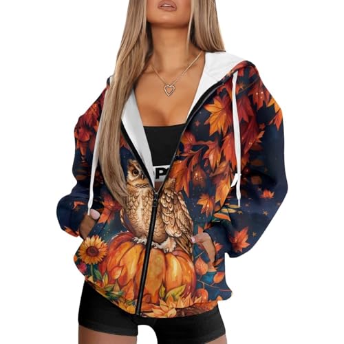 Belidome Übergroßes Sweatshirt für Damen, Teenager, Mädchen, übergroßes Y2K-Outfit, Jacke mit Tasche, lange Ärmel, Übergröße, Ahorn-Eule, S Belidome Übergroßes Sweatshirt für Damen, Teenager, Mädchen, übergroßes Y2K-Outfit, Jacke mit Tasche, lange Ärmel, Übergröße, Ahorn-Eule, S von Belidome