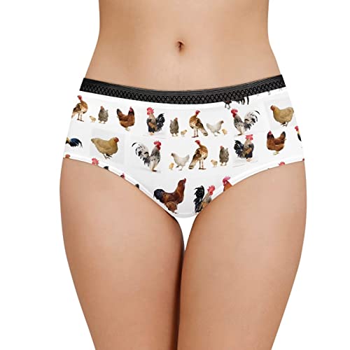 Belidome Unterwäsche für Damen, sexy Höschen, Slip, Unterhose, Übergröße, elastische Taille, Huhn, 38 von Belidome