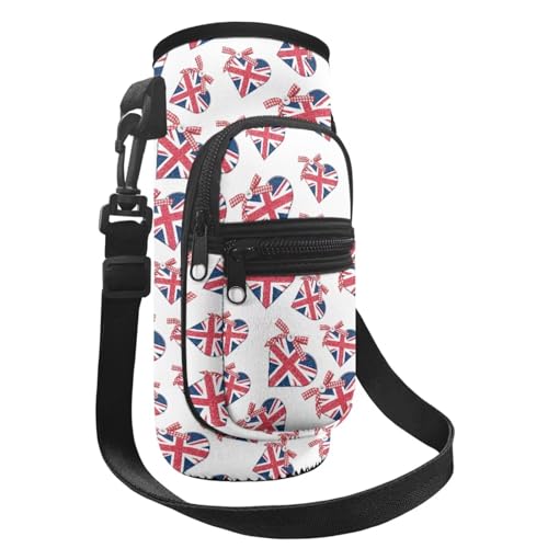 Belidome Wasserflaschenhalter Tasche mit Gurttaschen für Kinder und Jungen, Herz mit britischer Flagge, Einheitsgröße von Belidome