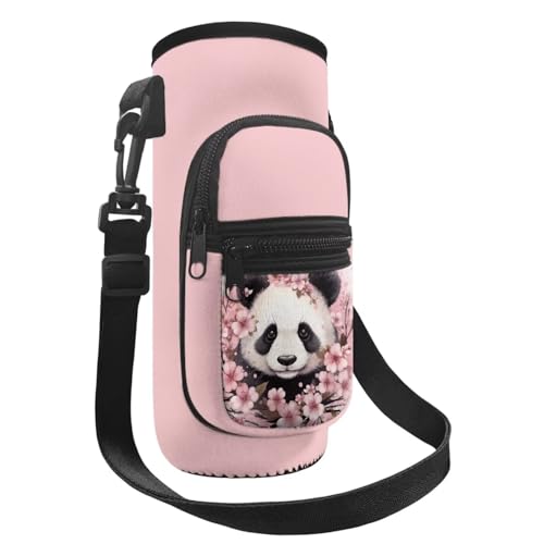 Belidome Wasserflaschenhalter Tasche mit Gurttaschen für Kinder und Jungen, Kirschblüten-Panda, Einheitsgröße von Belidome