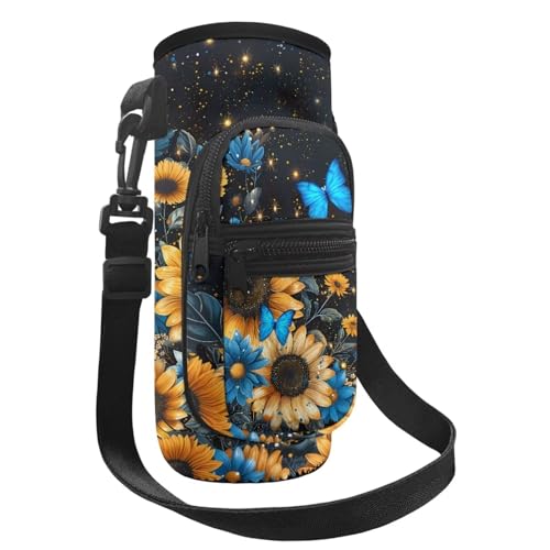 Belidome Wasserflaschenhalter Tasche mit Gurttaschen für Kinder und Jungen, Schmetterling Sonnenblume, Einheitsgröße von Belidome