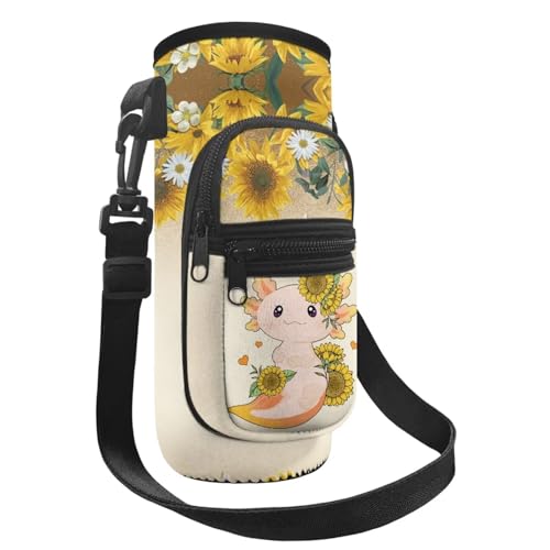 Belidome Wasserflaschenhalter Tasche mit Gurttaschen für Kinder und Jungen, Sonnenblume Axolotl, Einheitsgröße von Belidome