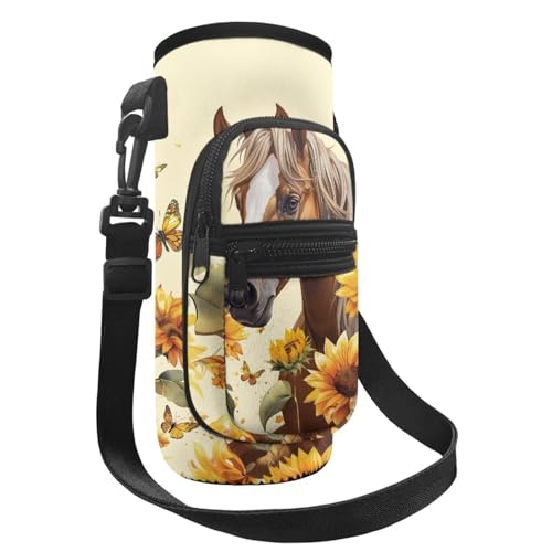 Belidome Wasserflaschenhalter Tasche mit Gurttaschen für Kinder und Jungen, Sonnenblumenpferd, Einheitsgröße von Belidome