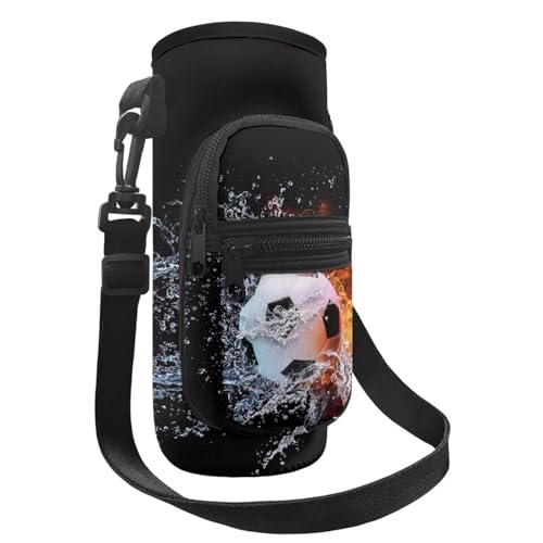 Belidome Wasserflaschenhalter Tasche mit Gurttaschen für Kinder und Jungen, Wasser- und Feuerfußball, Einheitsgröße von Belidome