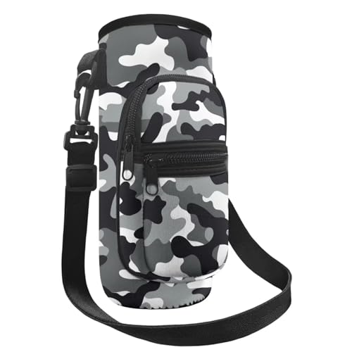 Belidome Wasserflaschenhalter Tasche mit Gurttaschen für Kinder und Jungen, grau camo, Einheitsgröße von Belidome