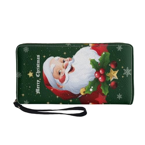 Belidome Wristlet Tasche Frauen Brieftasche Geldbörse Leder Clutch Karte Handtasche, Christmas Santa Claus-2 (Weihnachtsmann)-2, Einheitsgröße von Belidome