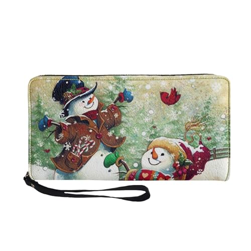 Belidome Wristlet Tasche Frauen Brieftasche Geldbörse Leder Clutch Karte Handtasche, Christmas Snowman-2 (Weihnachts-Schneemann, Einheitsgröße von Belidome