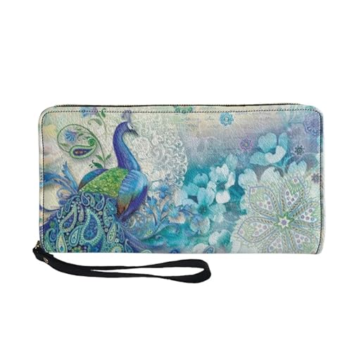 Belidome Wristlet Tasche Frauen Brieftasche Geldbörse Leder Clutch Karte Handtasche, pfau, Einheitsgröße von Belidome