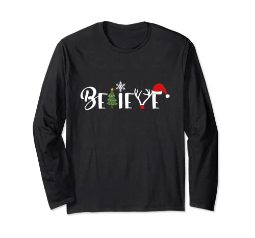 Believe Christmas Damen Christmas Believe Santa Langarmshirt von Believe Christmas