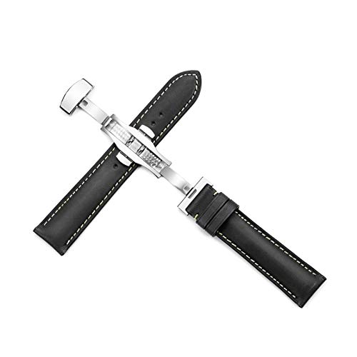 16mm 18mm 19mm 20mm 22mm 24mm Lederband Männer Frauen Armband-Schmetterlings-Faltschließe Uhrenarmband, 20mm von Believewang