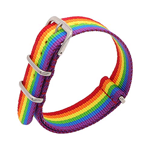 18mm/20mm/22mm Armee Sport NATO Armband Stoff Nylon Armband Schnalle Gürtel Uhrenarmbänder Bunte Regenbogen, 18mm von Believewang