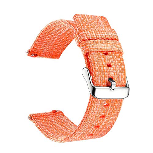 18mm 20mm 22mm 24mm Nylon Uhrenarmbänder Nylonflechte Uhr Ersatzband Uhrenzubehör, Orange, 18mm von Believewang