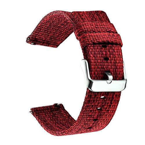 18mm 20mm 22mm 24mm Nylon Uhrenarmbänder Nylonflechte Uhr Ersatzband Uhrenzubehör, rot, 22mm von Believewang