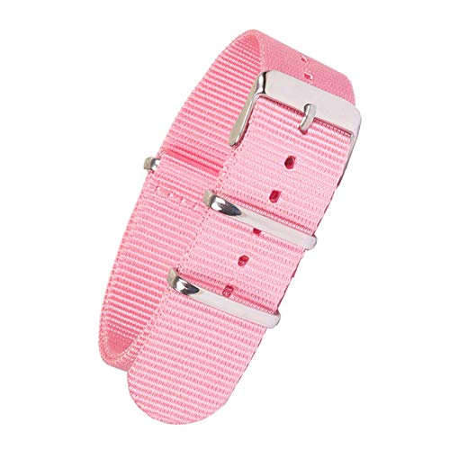 18mm 20mm 22mm Solid Color Armband Nylon NATO-Uhrenarmband-Armbanduhr-Band-Edelstahl-Wölbung, Rosa, 22mm von Believewang