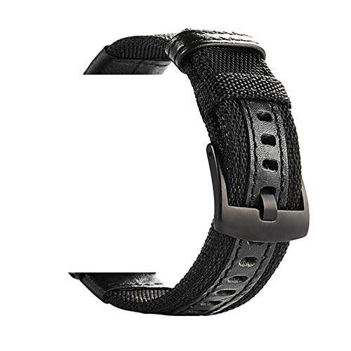 20mm 22mm Uhrenarmband Nylon Uhrenarmband Leder Wasserdicht Bügel-Uhr-Ersatzband Uhrenzubehör, Schwarz, 20mm von Believewang