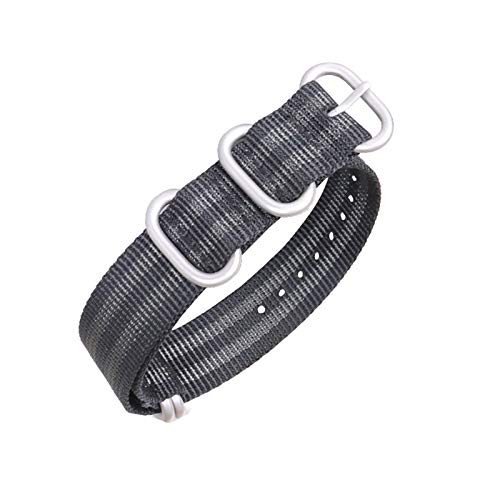 Armband Nylon Canvas-Bügel 18mm/20mm/22mm/24mm Gestreifte 5 Ring NATO Männer Ersatzband Uhrenzubehör, 18mm von Believewang