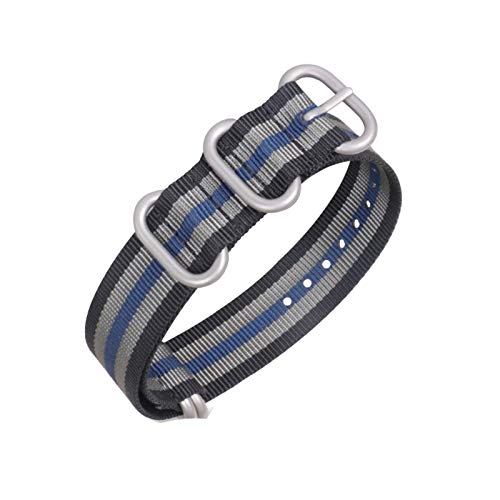 Armband Nylon Canvas-Bügel 18mm/20mm/22mm/24mm Gestreifte 5 Ring NATO Männer Ersatzband Uhrenzubehör, 20mm von Believewang