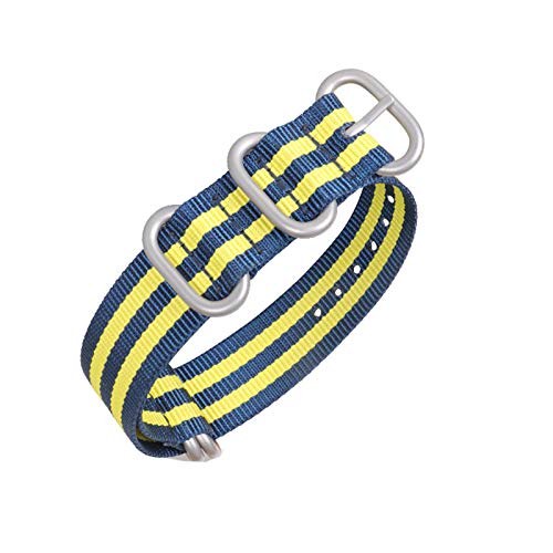 Armband Nylon Canvas-Bügel 18mm/20mm/22mm/24mm Gestreifte 5 Ring NATO Männer Ersatzband Uhrenzubehör, 20mm von Believewang