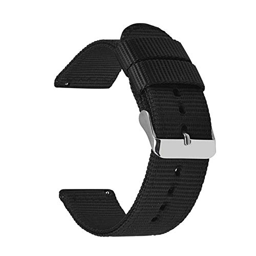 Believewang Canvas Uhrenarmbänder Nylon-Band-Bügel 18mm/20mm/22mm/24mm Uhr-Ersatzband Uhrenzubehör, Schwarz, 24mm von Believewang