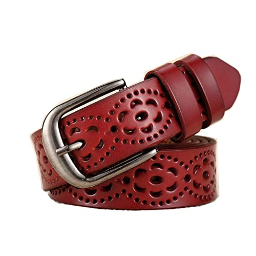 Believewang Ledergürtel Frauen Gürtel Hohl Einfach Atmungsaktiv Lässige Damen Leder Hosengürtel, 115cm von Believewang
