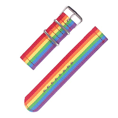 Believewang Regenbogen-Woven NATO Armband 14/18/20/22/24mm Nylon-Uhrenarmband-Bügel-Armbanduhr-Band-Leinwand-Stoff, 20mm von Believewang