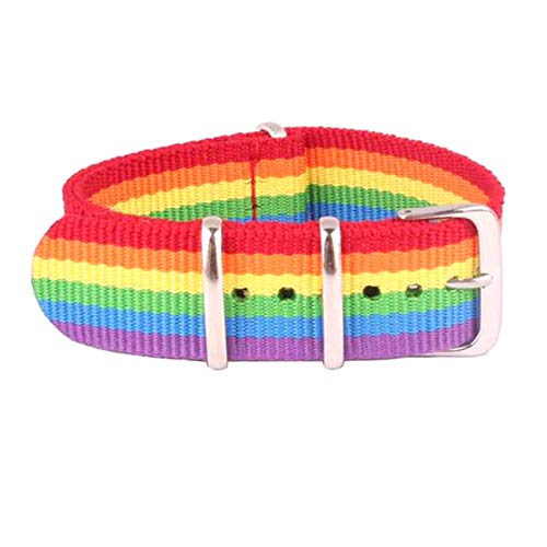 Believewang Regenbogen-Woven NATO Armband 14/18/20/22/24mm Nylon-Uhrenarmband-Bügel-Armbanduhr-Band-Leinwand-Stoff, 22mm von Believewang