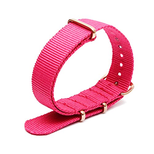 Bunte Nylon-Uhrenarmband mit Rose Gold Dornschließe NATO-Armband Sportarmbänder 18/20/22/24mm, 18mm von Believewang