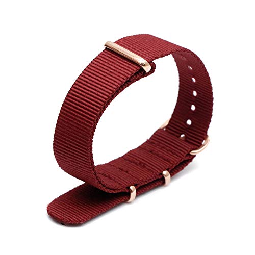 Bunte Nylon-Uhrenarmband mit Rose Gold Dornschließe NATO-Armband Sportarmbänder 18/20/22/24mm, 18mm von Believewang