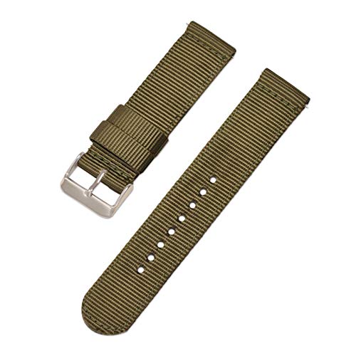 Bunte Nylonband 18mm/20mm/22mm/24mm Quick Release Armband Nylonflechte Uhren Zubehör, Armeegrün, 20mm von Believewang