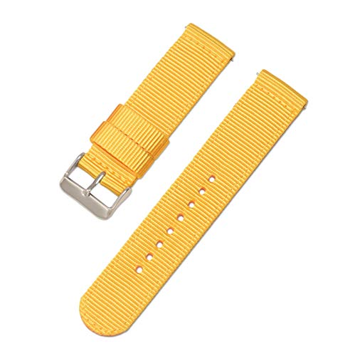 Bunte Nylonband 18mm/20mm/22mm/24mm Quick Release Armband Nylonflechte Uhren Zubehör, Gelb, 20mm von Believewang
