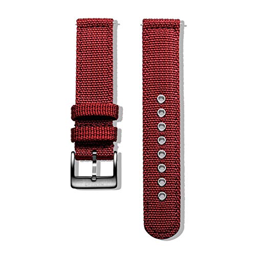 Canvas Uhrenarmbänder Red Quick Release Nylon Uhrenarmbänder aus Metall gebürstet Buckle 18mm/20mm/22mm/24mm, rot, 20mm von Believewang