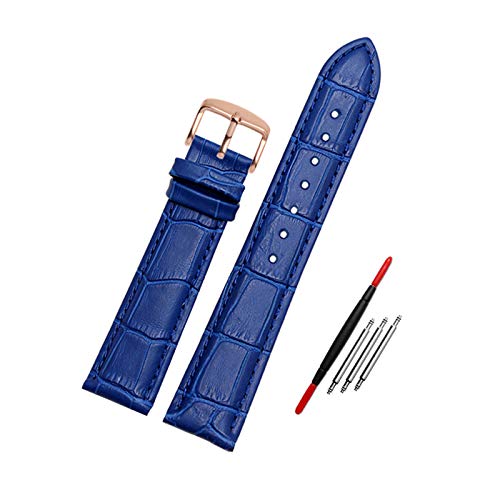Echtes Leder-Armband Blau Uhrenarmband 14/16/20/22mm Uhrenarmband-Uhr-Ersatz-Gürtel, 14mm von Believewang