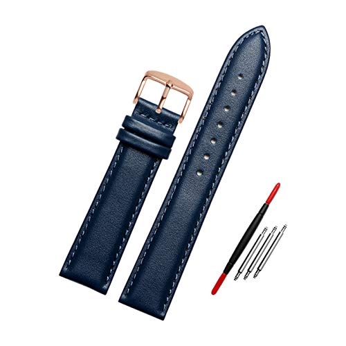 Echtes Leder-Armband Blau Uhrenarmband 14/16/20/22mm Uhrenarmband-Uhr-Ersatz-Gürtel, 20mm von Believewang