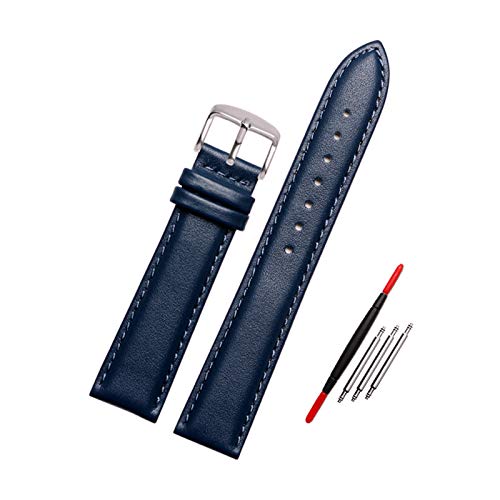 Echtes Leder-Armband Blau Uhrenarmband 14/16/20/22mm Uhrenarmband-Uhr-Ersatz-Gürtel, 20mm von Believewang
