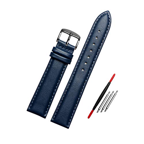 Echtes Leder-Armband Blau Uhrenarmband 14/16/20/22mm Uhrenarmband-Uhr-Ersatz-Gürtel, 21mm von Believewang
