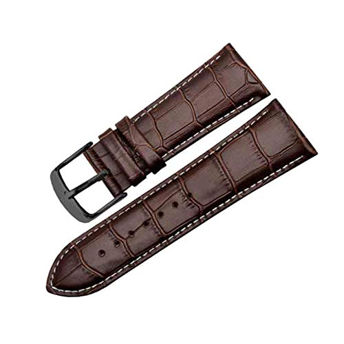 Echtes Lederband 24mm/26mm/28mm/30mm mit Dornschliesse für Herren Uhren Zubehör, 24mm von Believewang