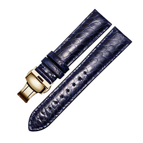 Krokodillederband 14mm-24mm Schwarz/Braun/Rot/Blau-Armband mit Faltschließe für Männer und Frauen, 16mm von Believewang