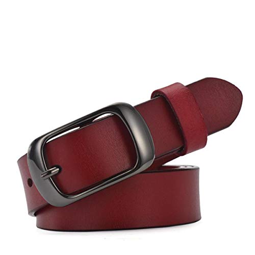 Leder Pure Color beiläufige All-Match Frauen Gürtel Burgund 100cm von Believewang